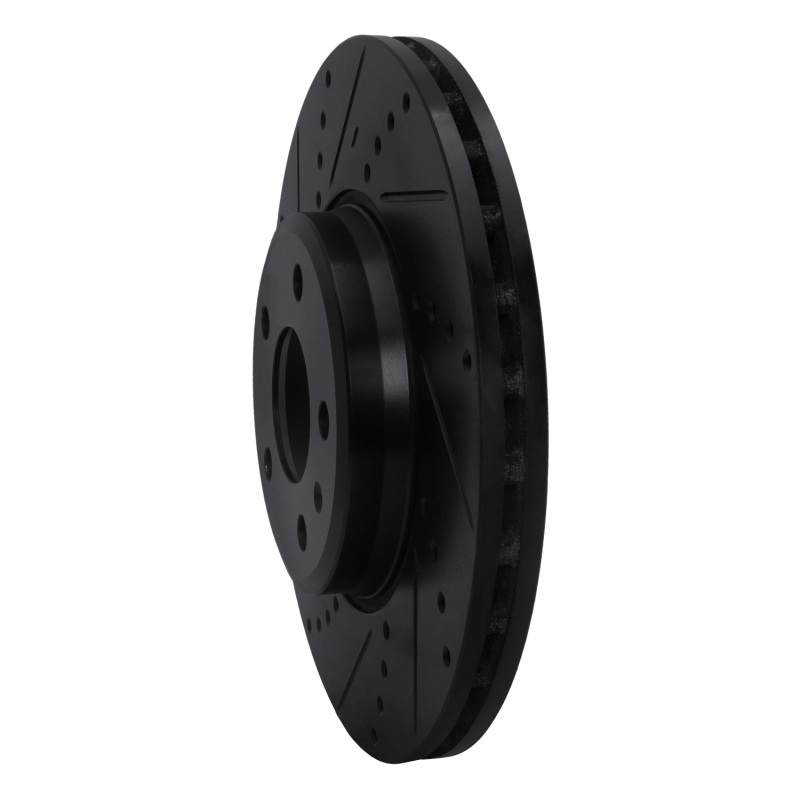 Audi A4 Brake Rotor (1) - Front Left - R1 Concepts - Drilled & Slotted - Black - `08-`25